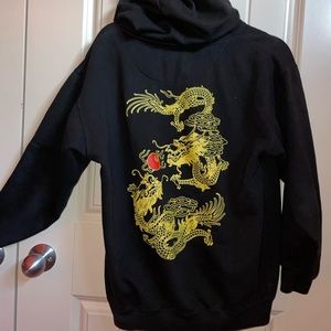 Black Hoodie with dragon back print.(Unisex)